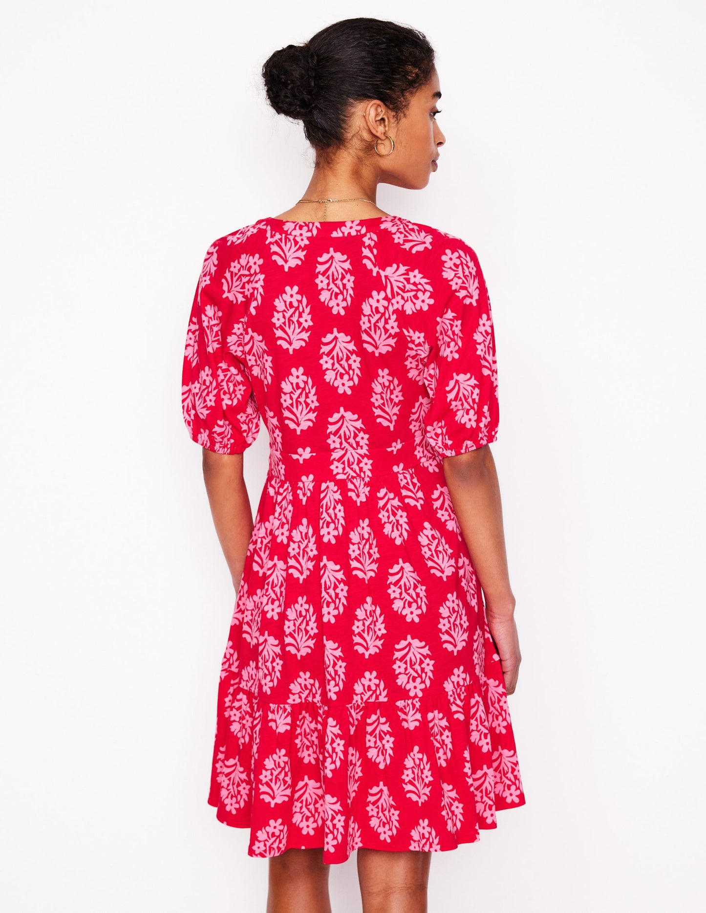 Piper Kurzes Jerseykleid-Mohnblumenrot, Kleiner Blumenstrauß