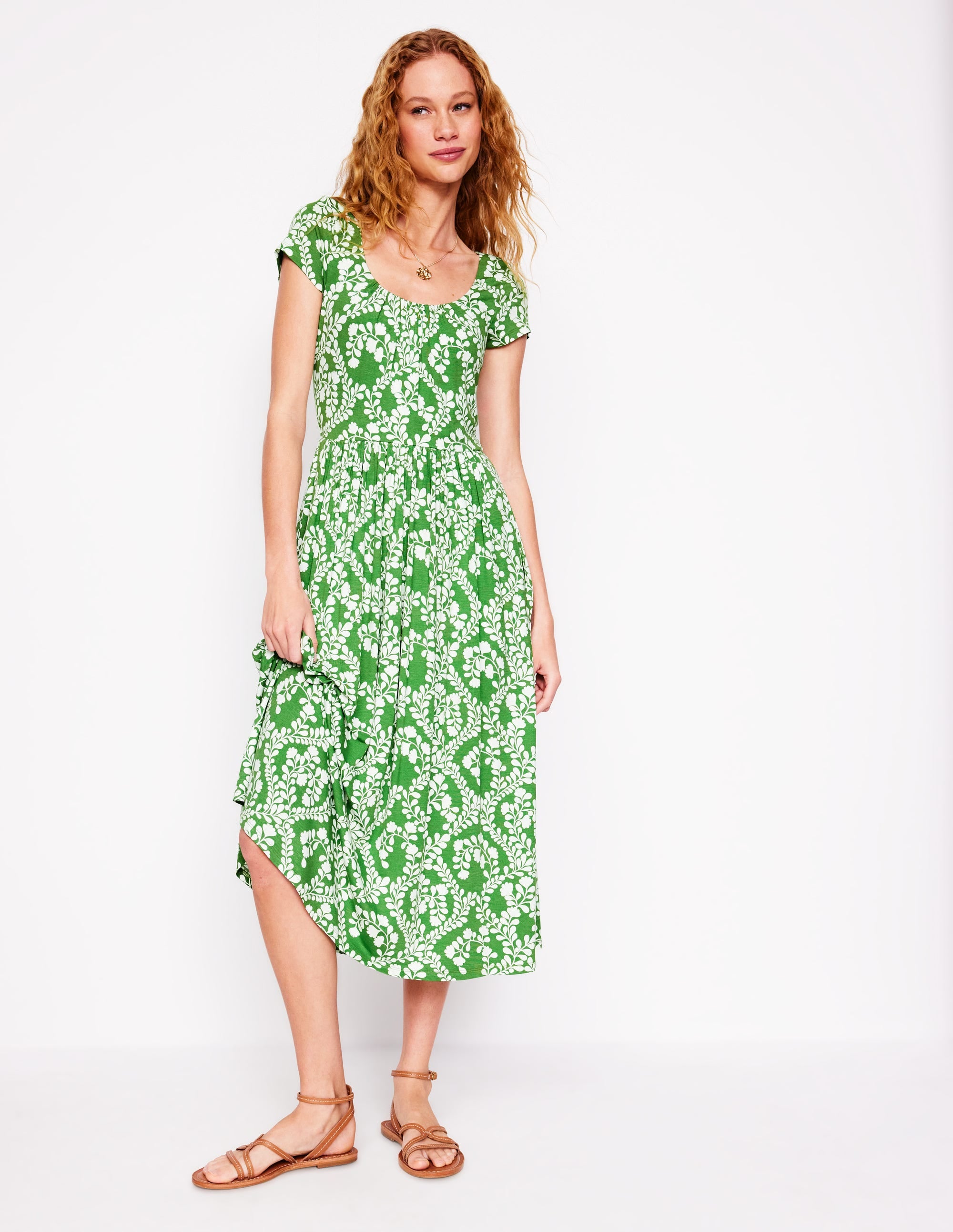 Samantha Jerseykleid mit tiefem Rundhalsausschnitt-Paradiesgrün, Rebe - Image 1