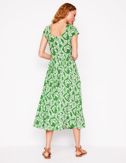 Robe en jersey Samantha à col en U-Vert paradis, motif Vine