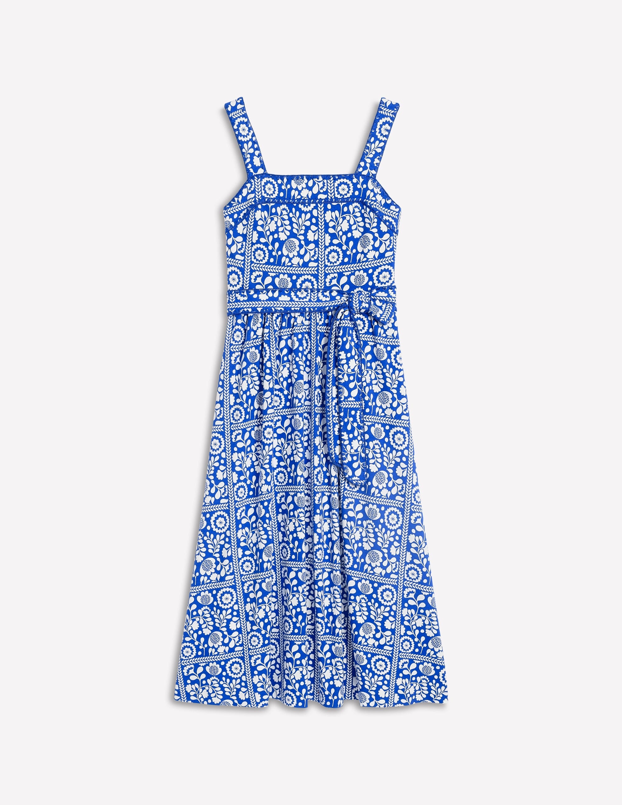 Robe midi à col carré et coutures princesse-Bleu galerie, motif Vine Tile - Image 5