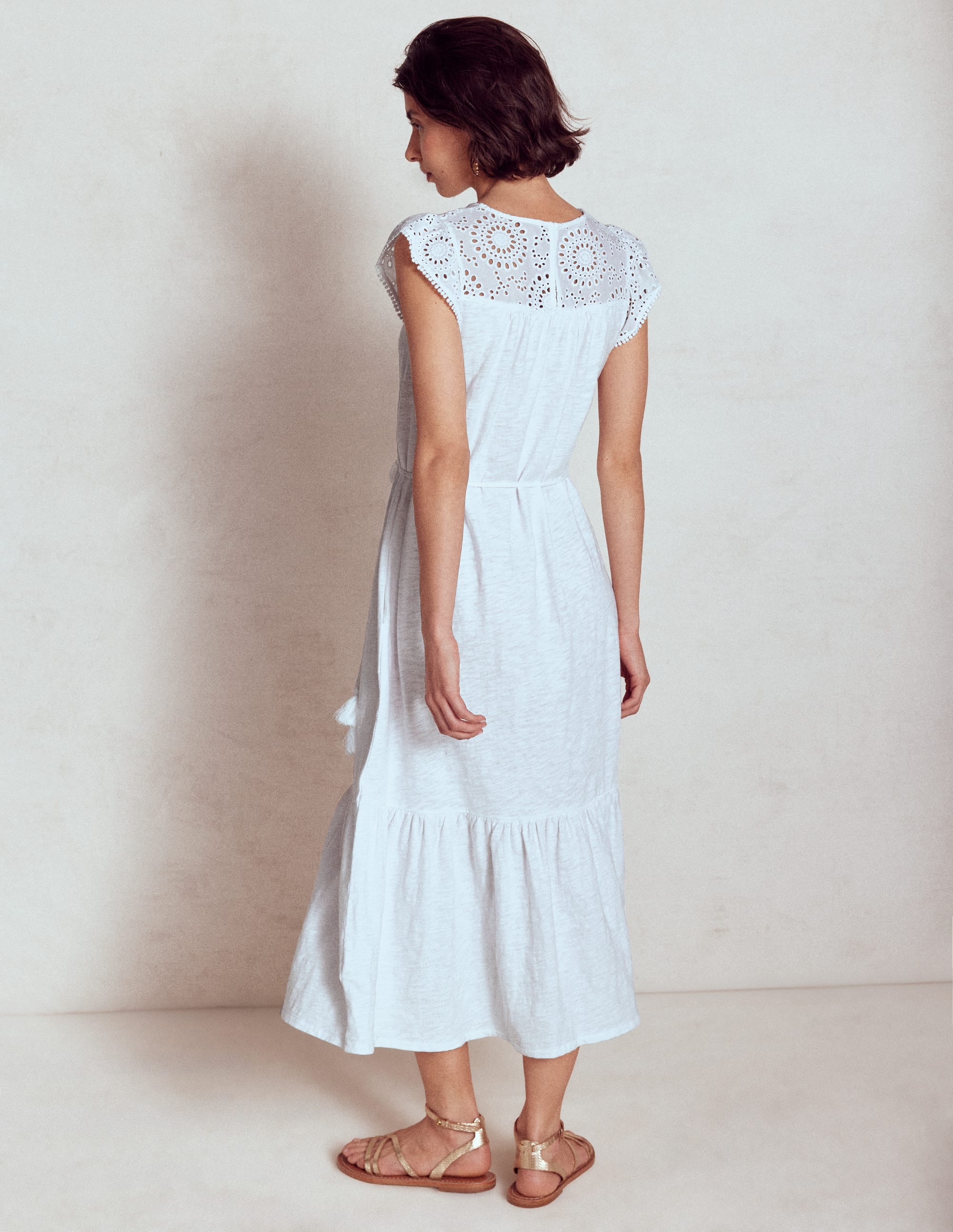Juliet Midikleid mit Lochstickerei-Weiß - Image 5