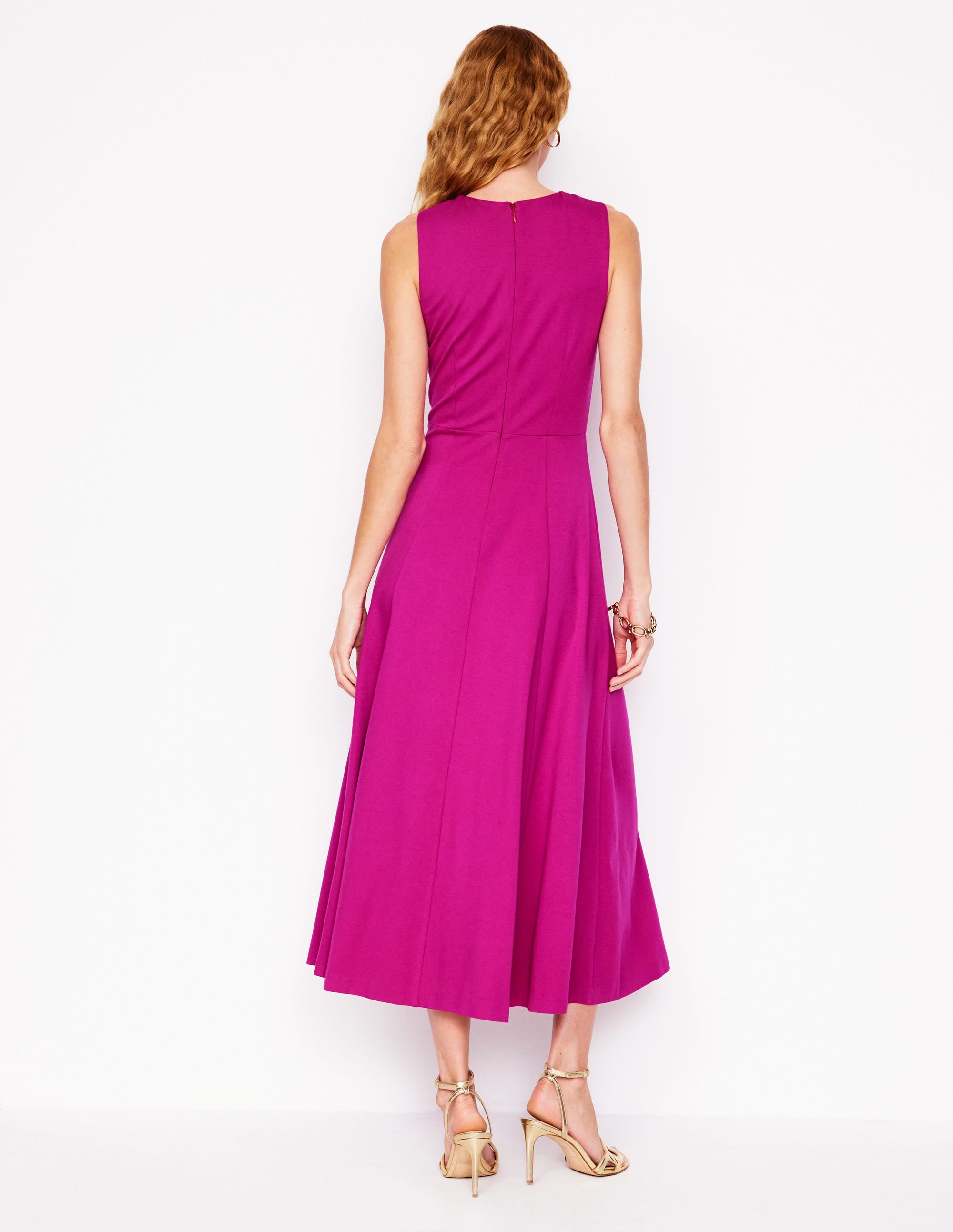 Robe en point de Rome croisée sur le devant-Fuchsia - Image 3