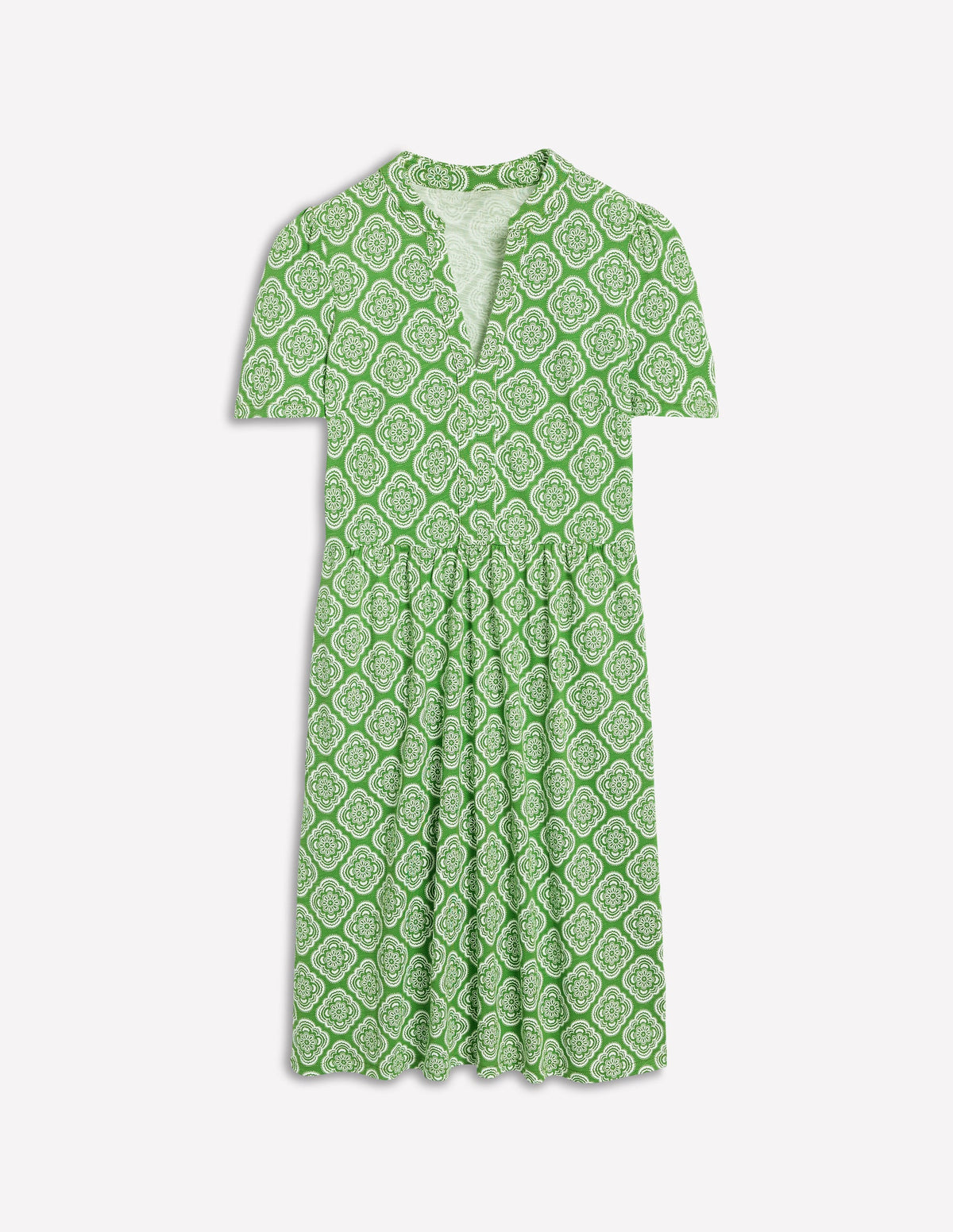 Naomi Short Sleeve Dress-Paradise Green, Botanic Blush - Image 5