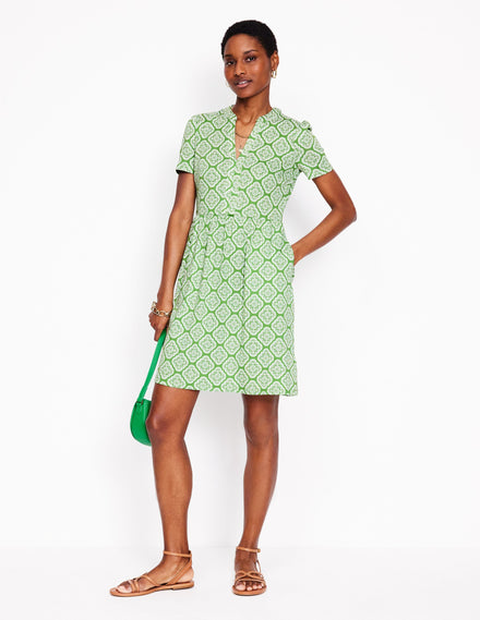 Robe Naomi à manches courtes-Vert paradis, motif Botanic Blush