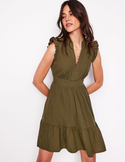 Robe courte Wren double-étoffe-Vert des bois
