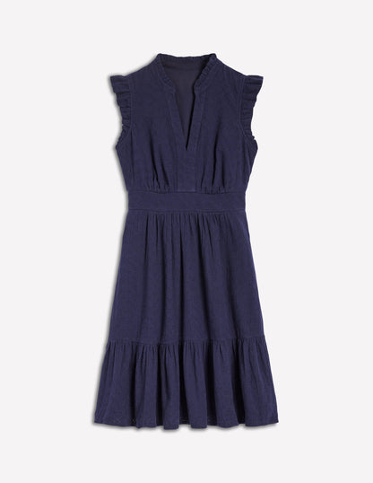 Wren Kurzes Doppeltuch-Kleid-Marineblau-7