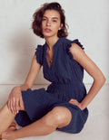 Wren Kurzes Doppeltuch-Kleid-Marineblau