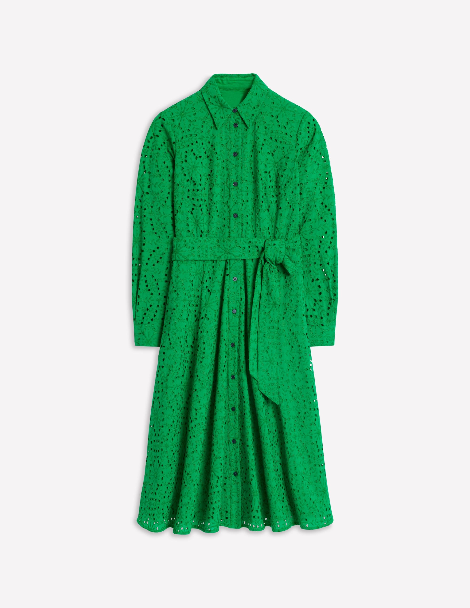 Amy Midi-Hemdblusenkleid mit Lochstickerei-Grünes Tamburin - Image 6