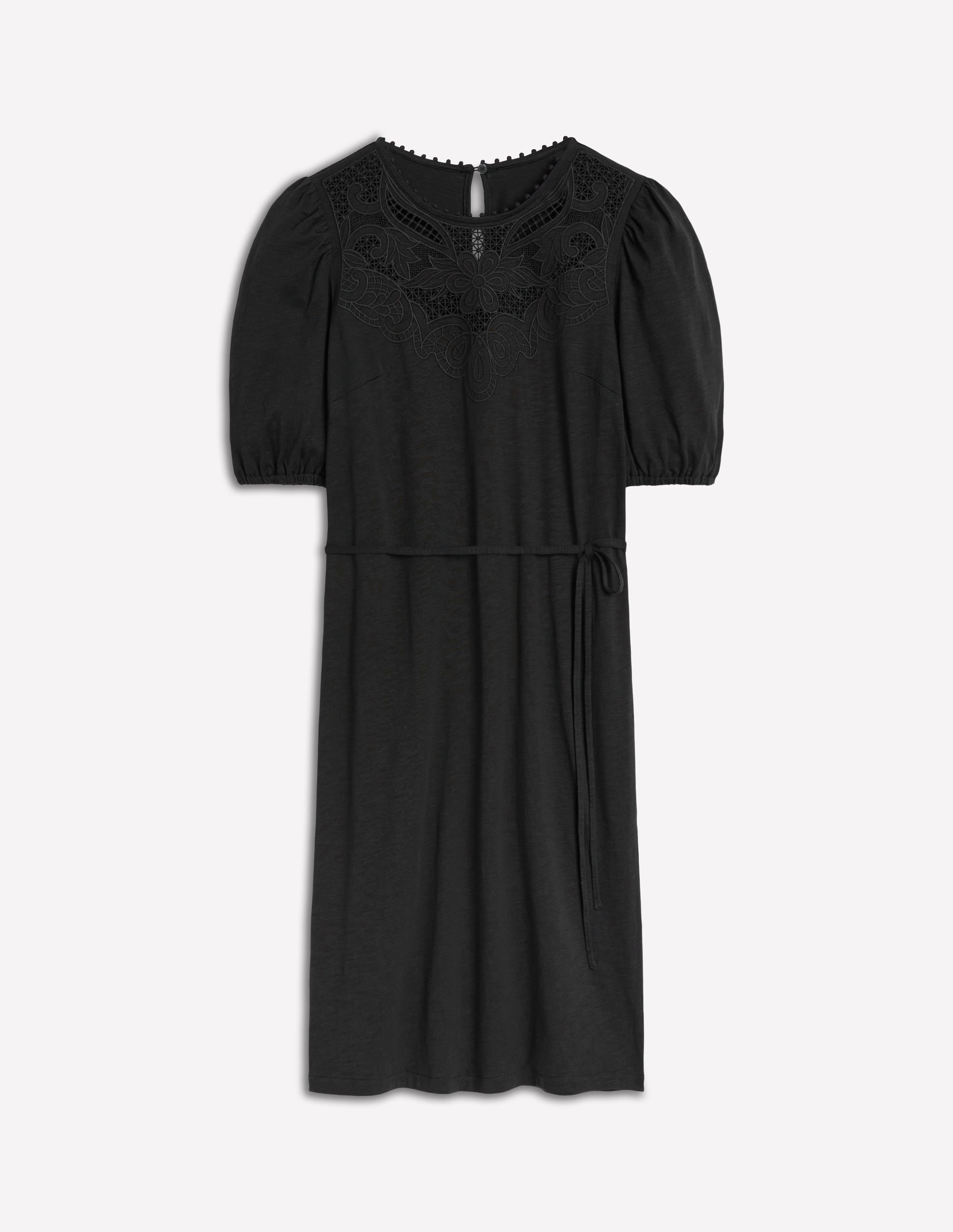 Kurzes Kleid mit Cutwork-Detail-Schwarz - Image 5