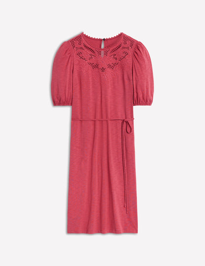 Robe courte ajourée-Terracotta-5