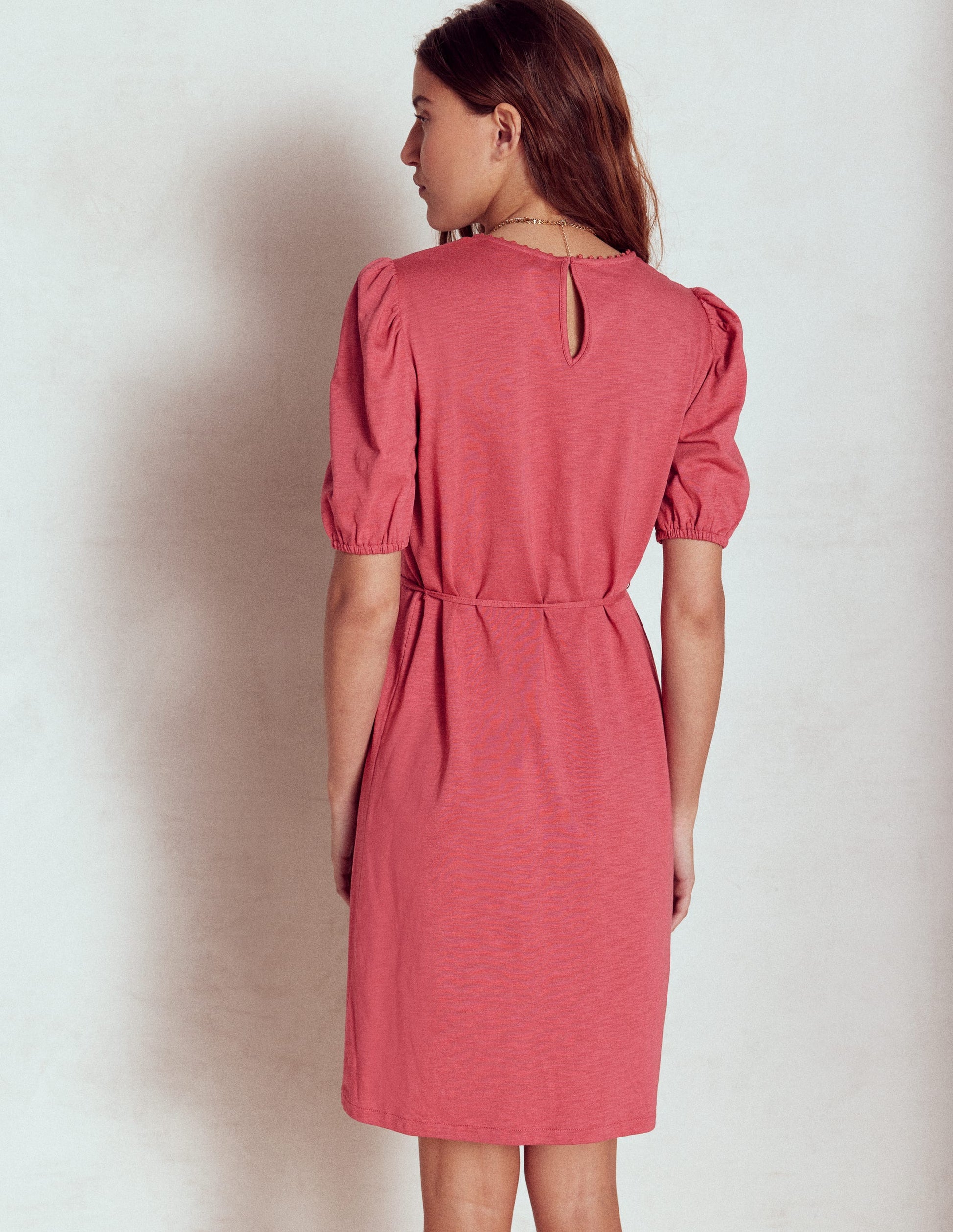 Robe courte ajourée-Terracotta-3