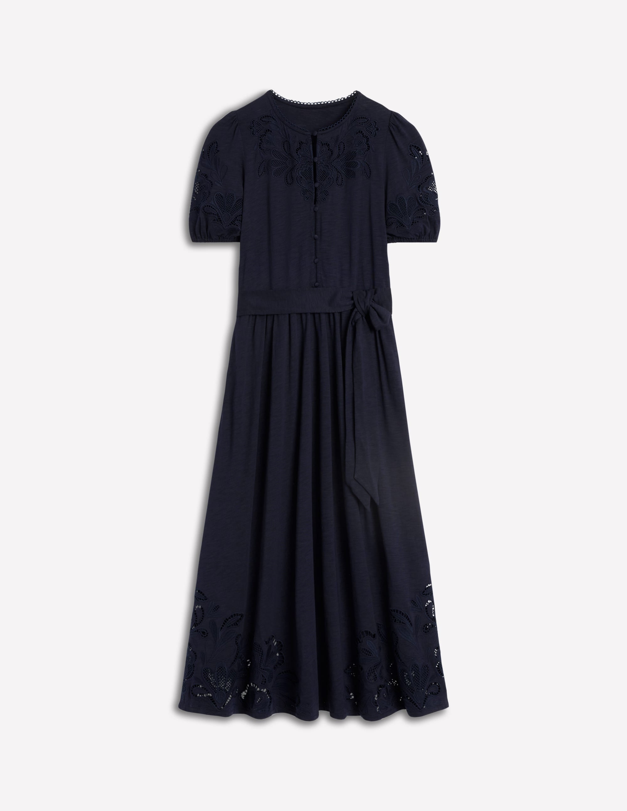Robe midi ajourée-Bleu marine - Image 6