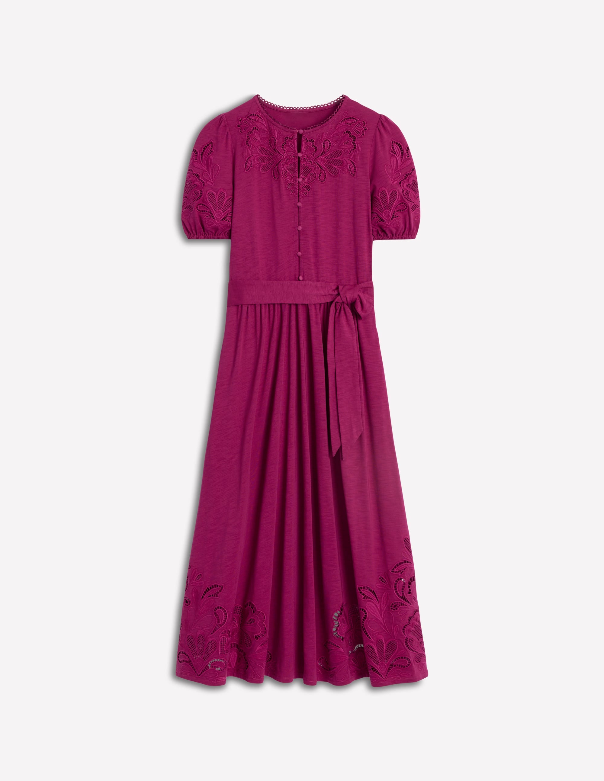 Midikleid mit Cutwork-Detail-Sattes Magenta - Image 5