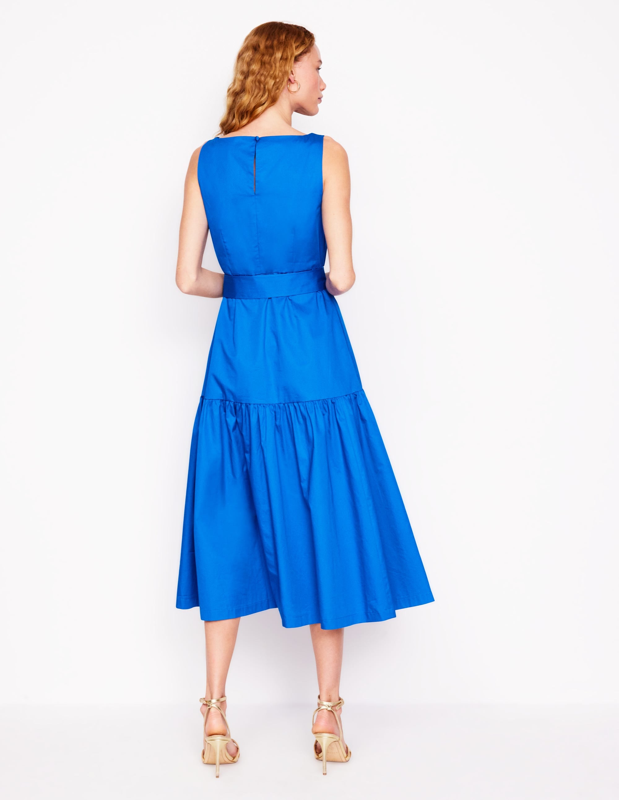 Ausgestelltes Kleid mit tiefem Ausschnitt-Blau - Image 3