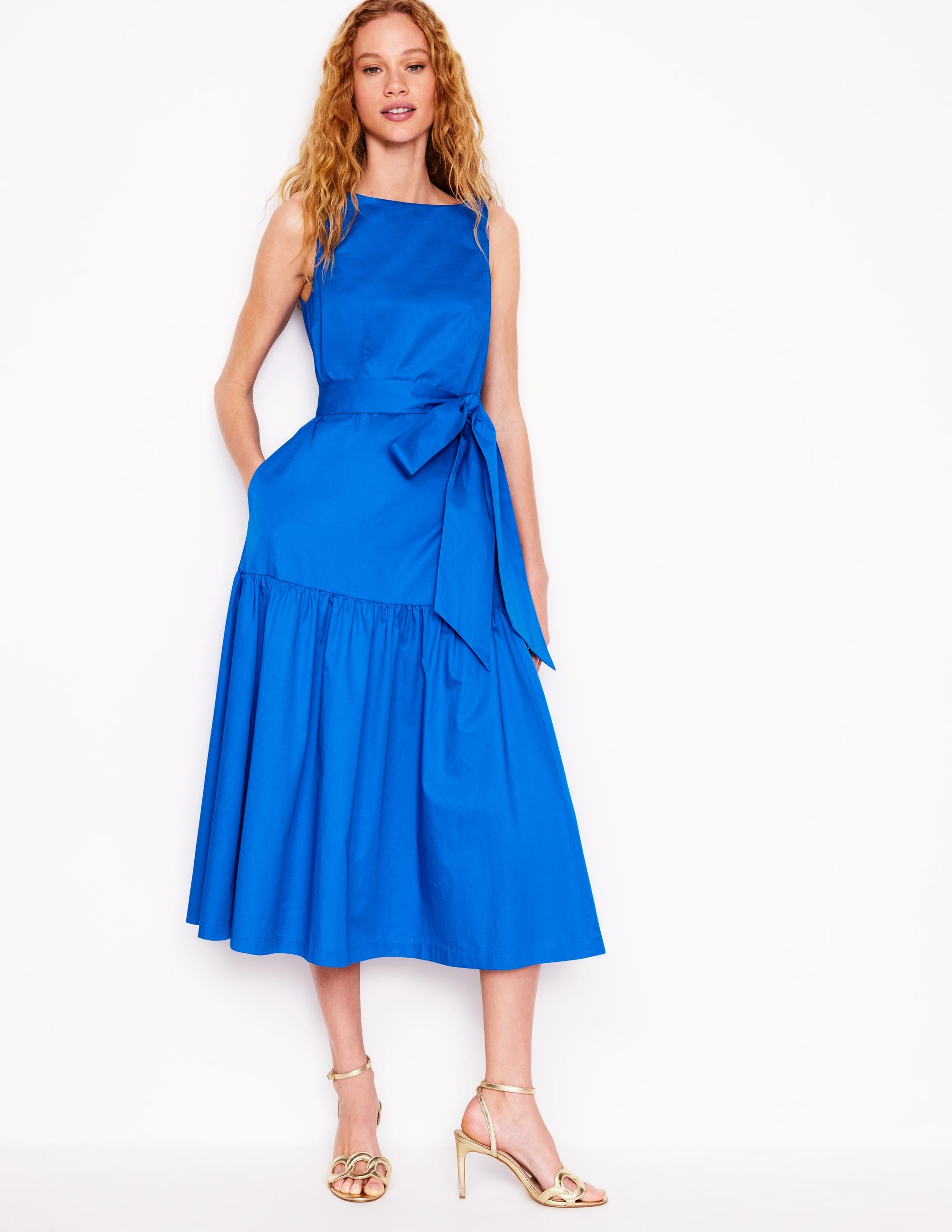 Ausgestelltes Kleid mit tiefem Ausschnitt-Blau - Image 4
