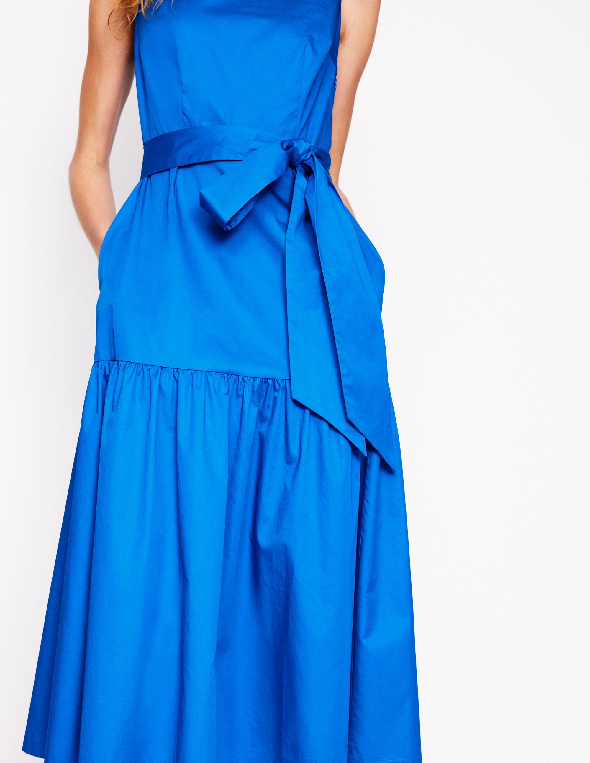 Ausgestelltes Kleid mit tiefem Ausschnitt-Blau - Image 5