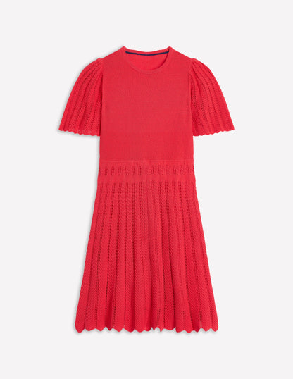 Baumwollkleid mit Rundhalsausschnitt und Ziernähten-Bittersüß-6