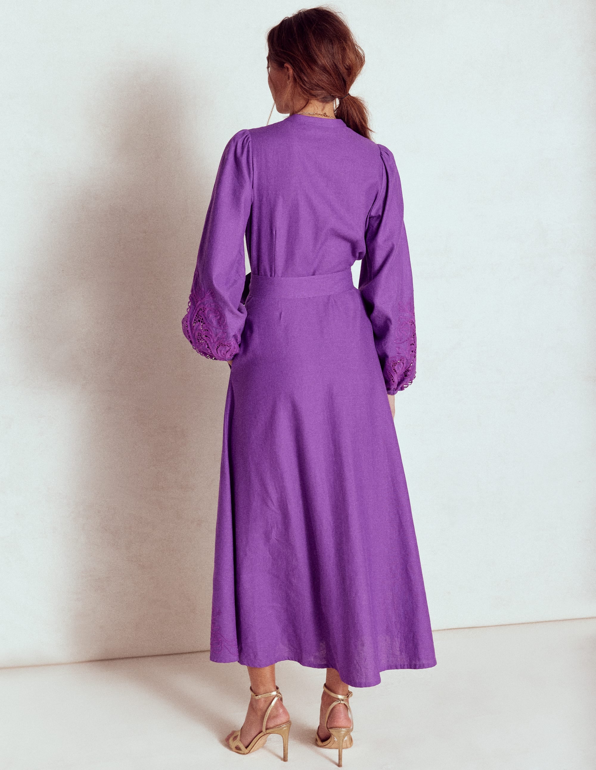 Mae Hemdblusenkleid aus Leinenmischgewebe-Königsviolett - Image 6