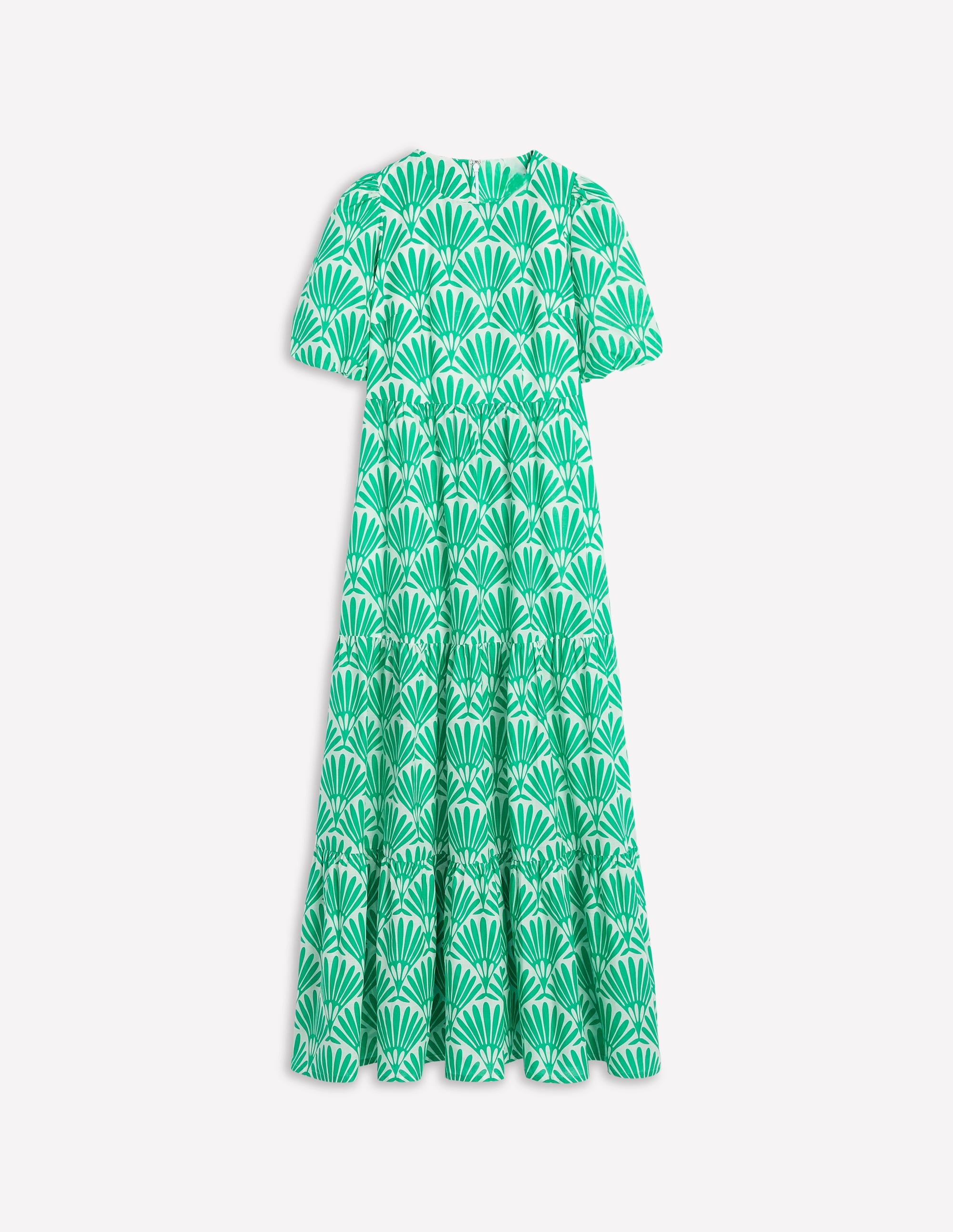 Gestuftes Popeline-Maxikleid-Aquamarinblau, Deko-Palme - Image 5