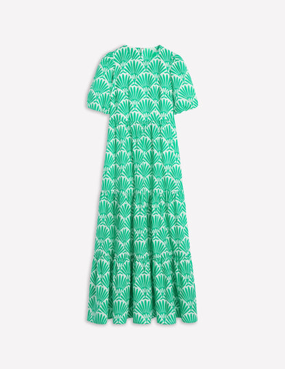 Gestuftes Popeline-Kleid-Aquamarinblau, Deko-Palme-5