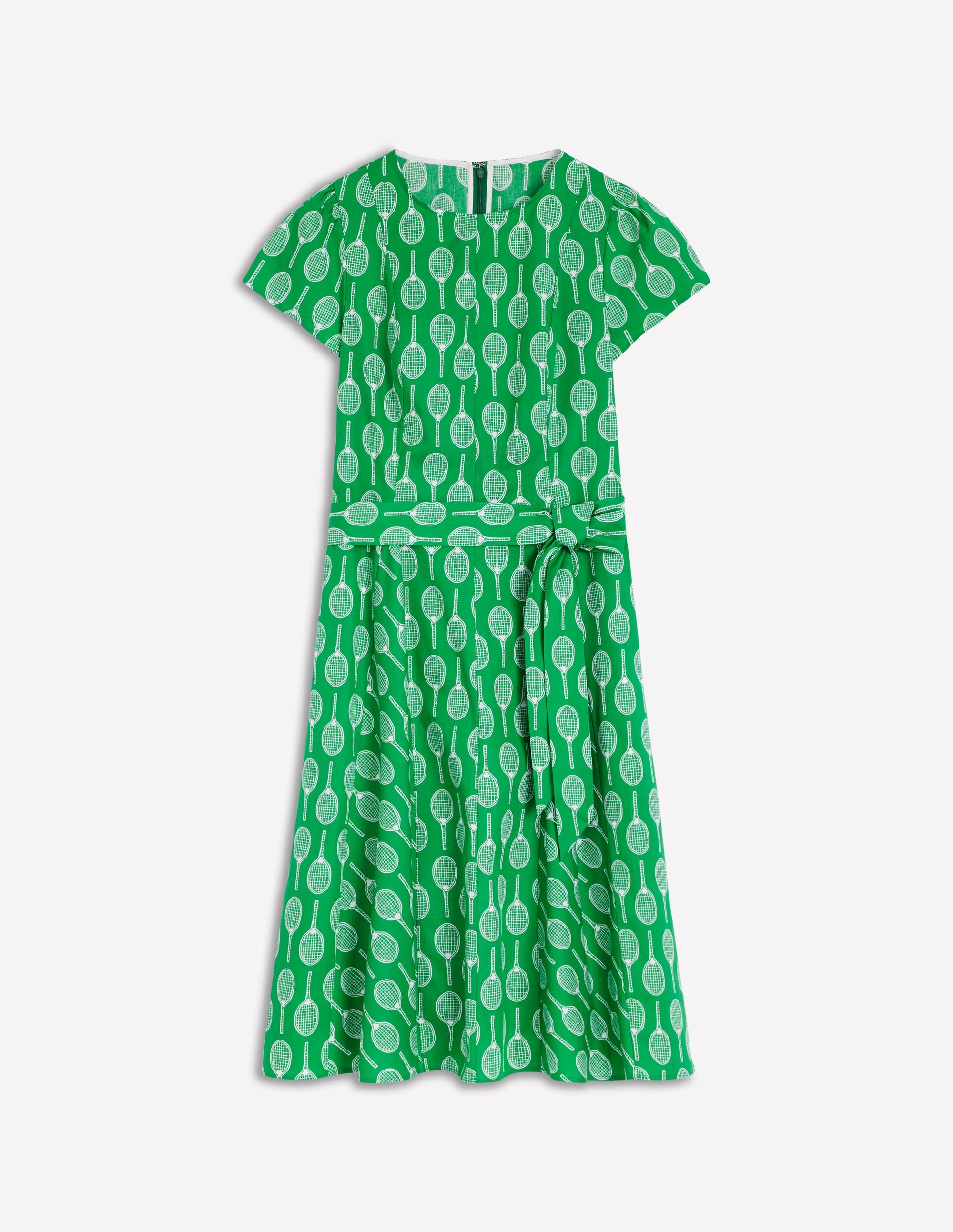 Robe courte Imo en coton à godet-Émeraude profond, motif Tennis - Image 5