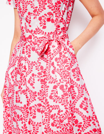 Imo Kurzes Baumwollkleid-Elfenbein, Reben-Silhouette