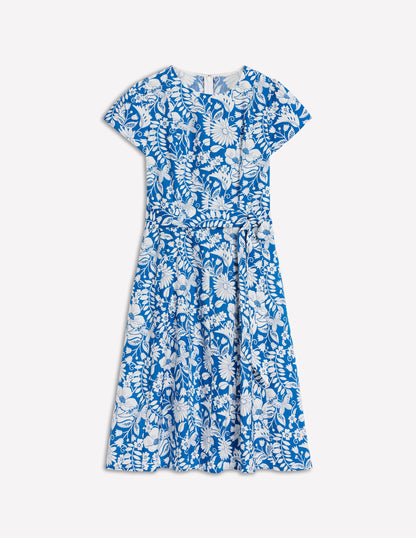 Robe courte Imo en coton-Bleu galerie, motif Wildflower Trail