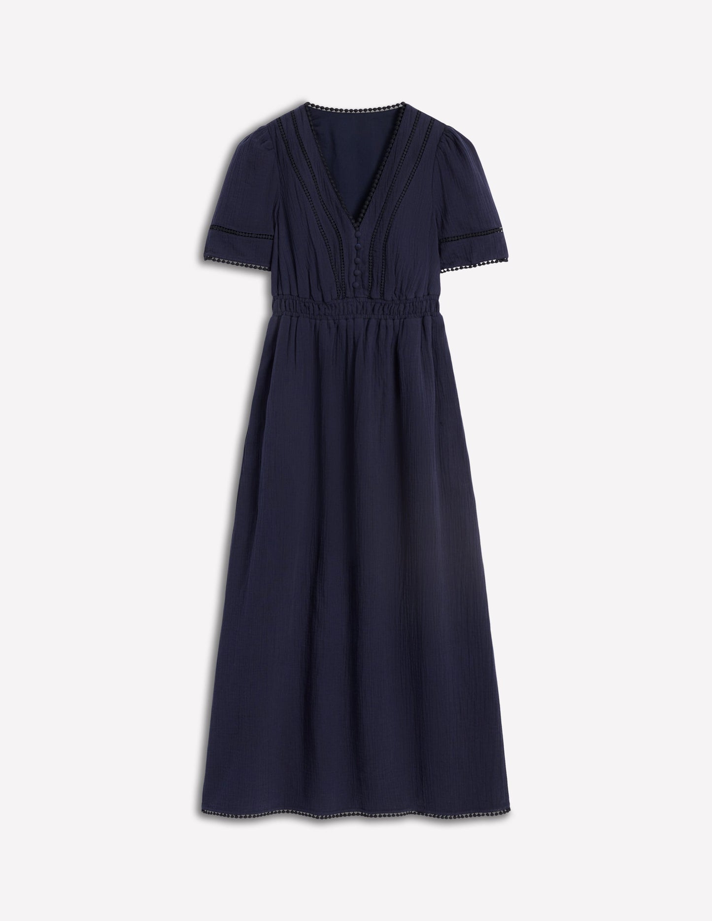 Doppeltuch-Kleid mit Besatz-Marineblau