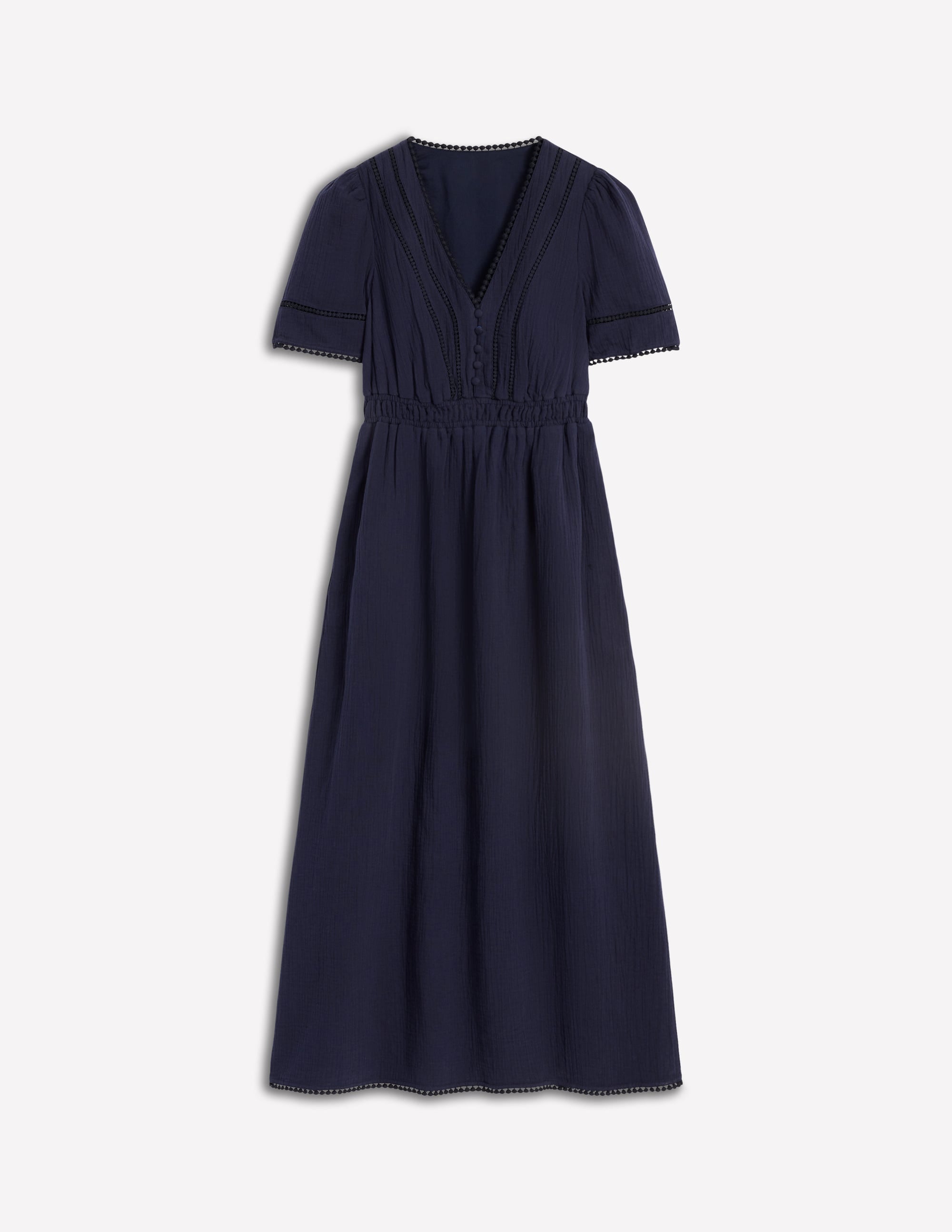 Doppeltuch-Kleid mit Besatz-Marineblau - Image 5