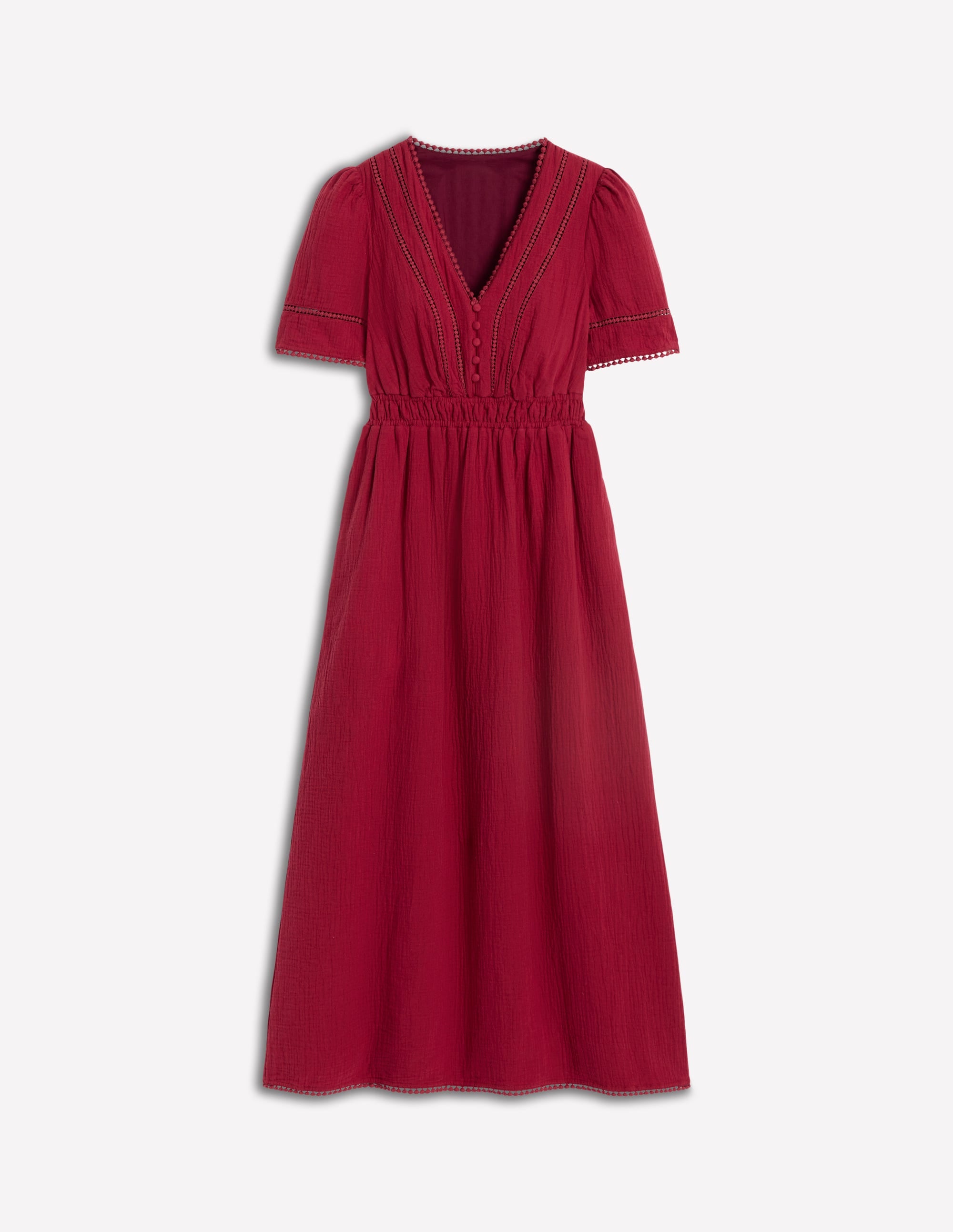 Doppeltuch-Kleid mit Besatz-Granatrot - Image 5