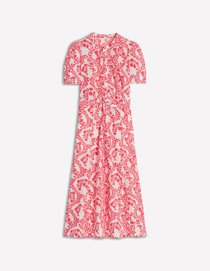 Kate Kleid mit Puffärmeln und Gürtel-Elfenbein, Reben-Silhouette-5