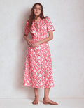 Kate Kleid mit Puffärmeln und Gürtel-Elfenbein, Reben-Silhouette