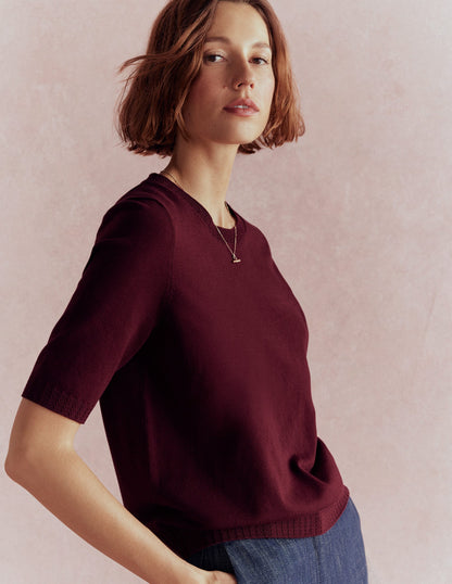 Emilia Cotton Crew T-shirt-Deep Wisteria-1