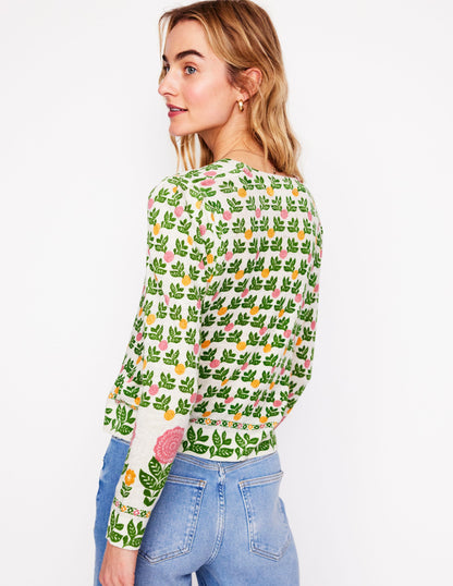 Liv Strickjacke aus Leinen mit V-Ausschnitt-Warmes Naturweiß, Dahliengarten-4