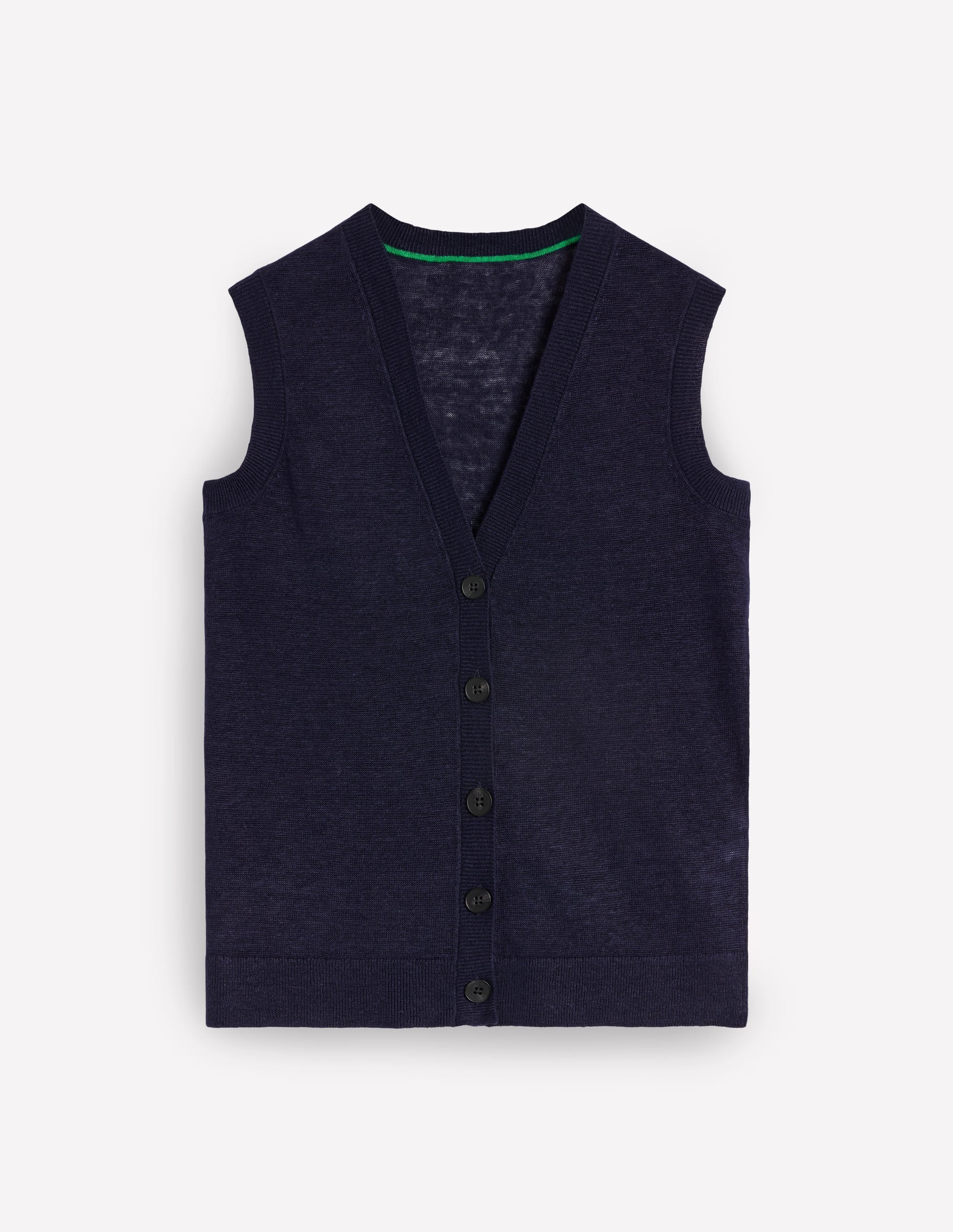 Gilet de costume col V en lin-Bleu Marine, Petits Pois - Image 5