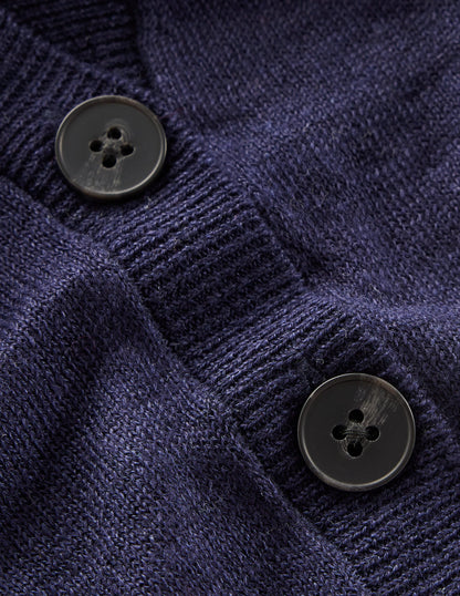 Gilet de costume col V en lin-Bleu Marine, Petits Pois