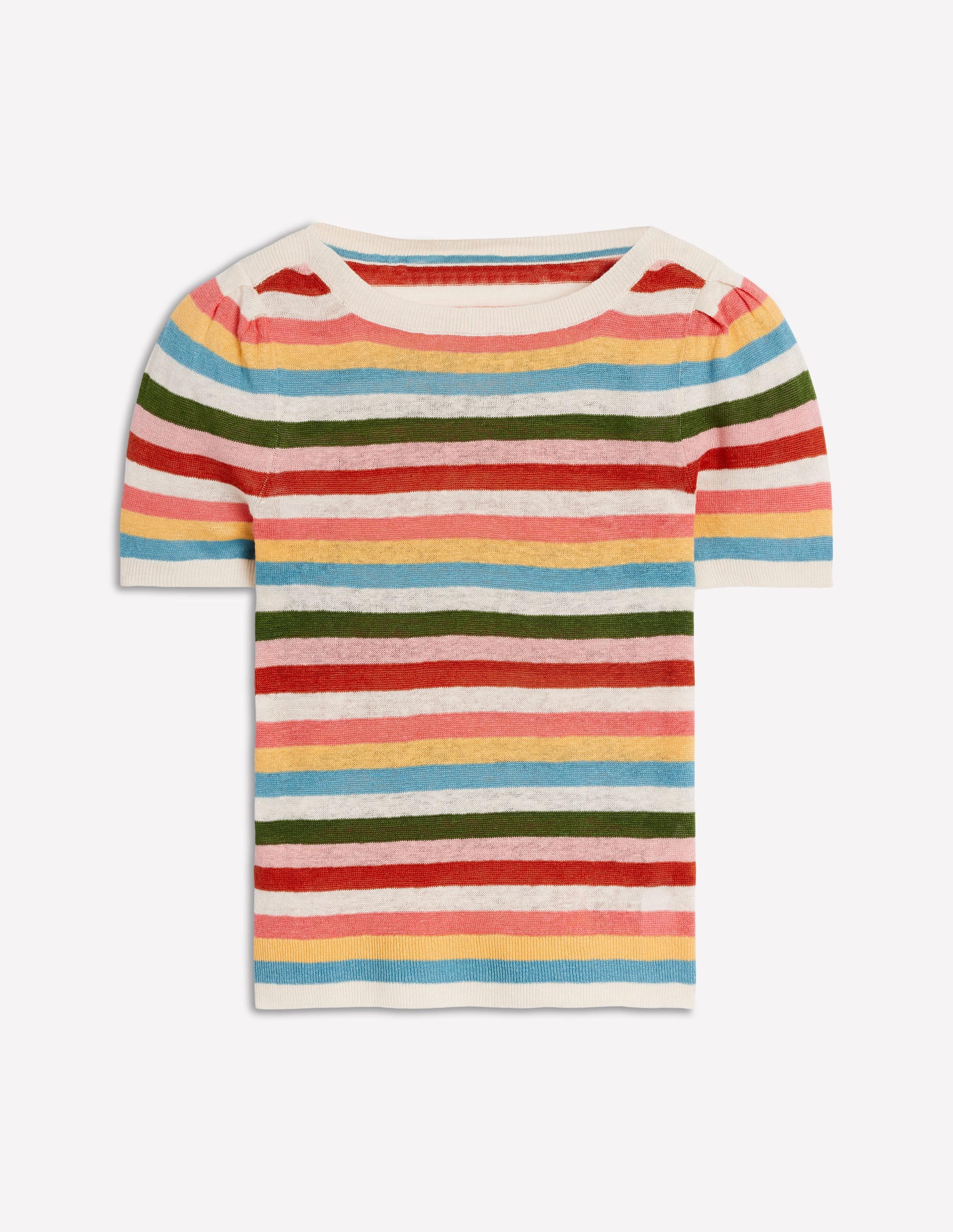 T-shirt col bateau Liv en lin-Petites rayures tendres multi - Image 5