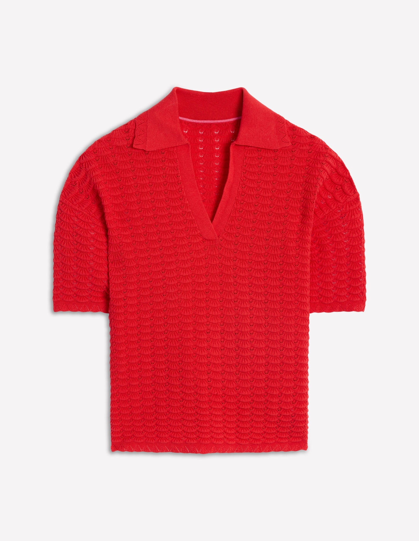Henley-Pullover mit Kragen-Erbeerkuchenrot