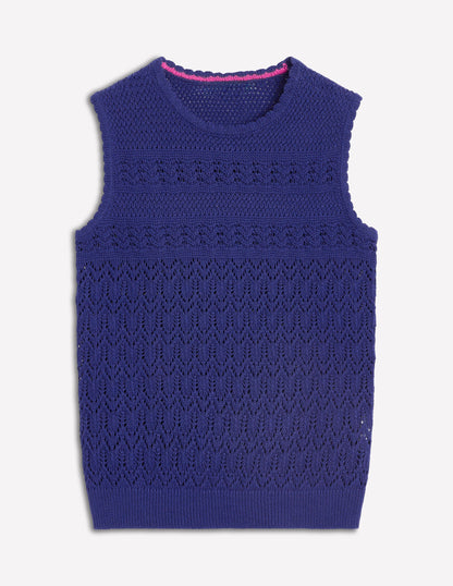 Baumwollpullunder mit Rundhalsausschnitt und Ziernähten-Aristocratic Blue/ Ivory Stripe