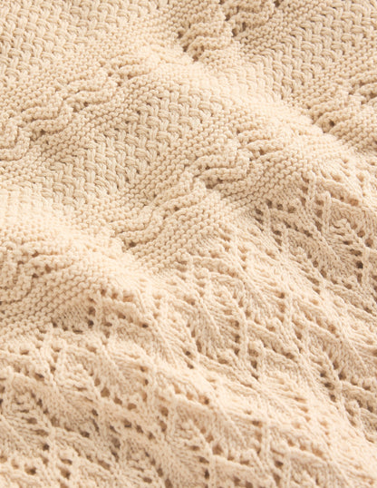 Baumwollstrickpullover mit Ziernaht und Rundhalsausschnitt-Black