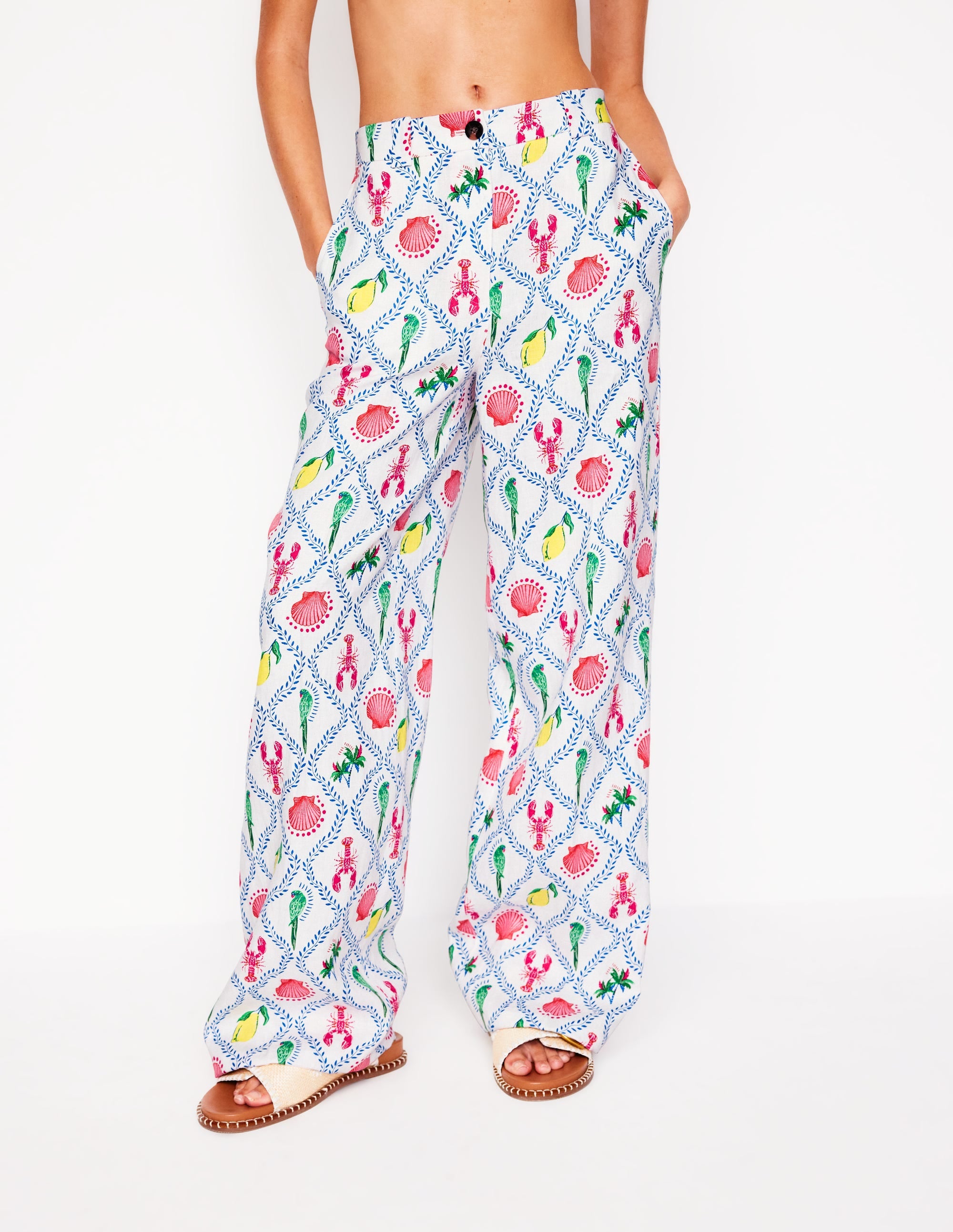 Westbourne Leinenhose-Naturweiß, Tropical Bonanza-Motiv - Image 5