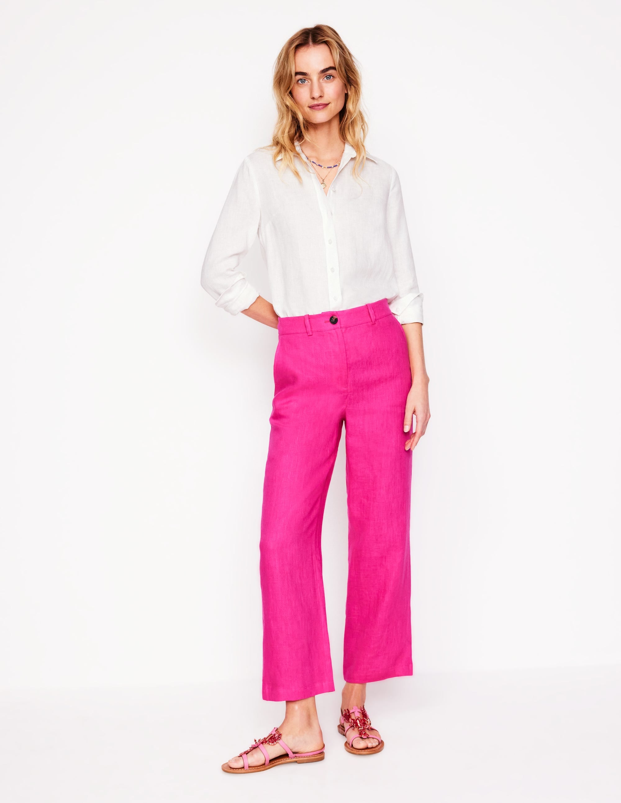 Pantacourt Westbourne en lin-Rose pivoine - Image 1
