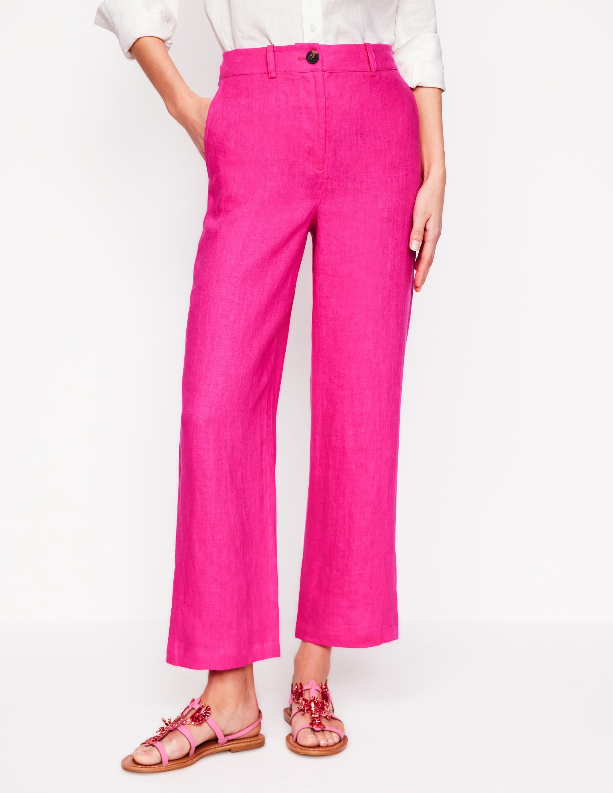 Pantacourt Westbourne en lin-Rose pivoine - Image 4