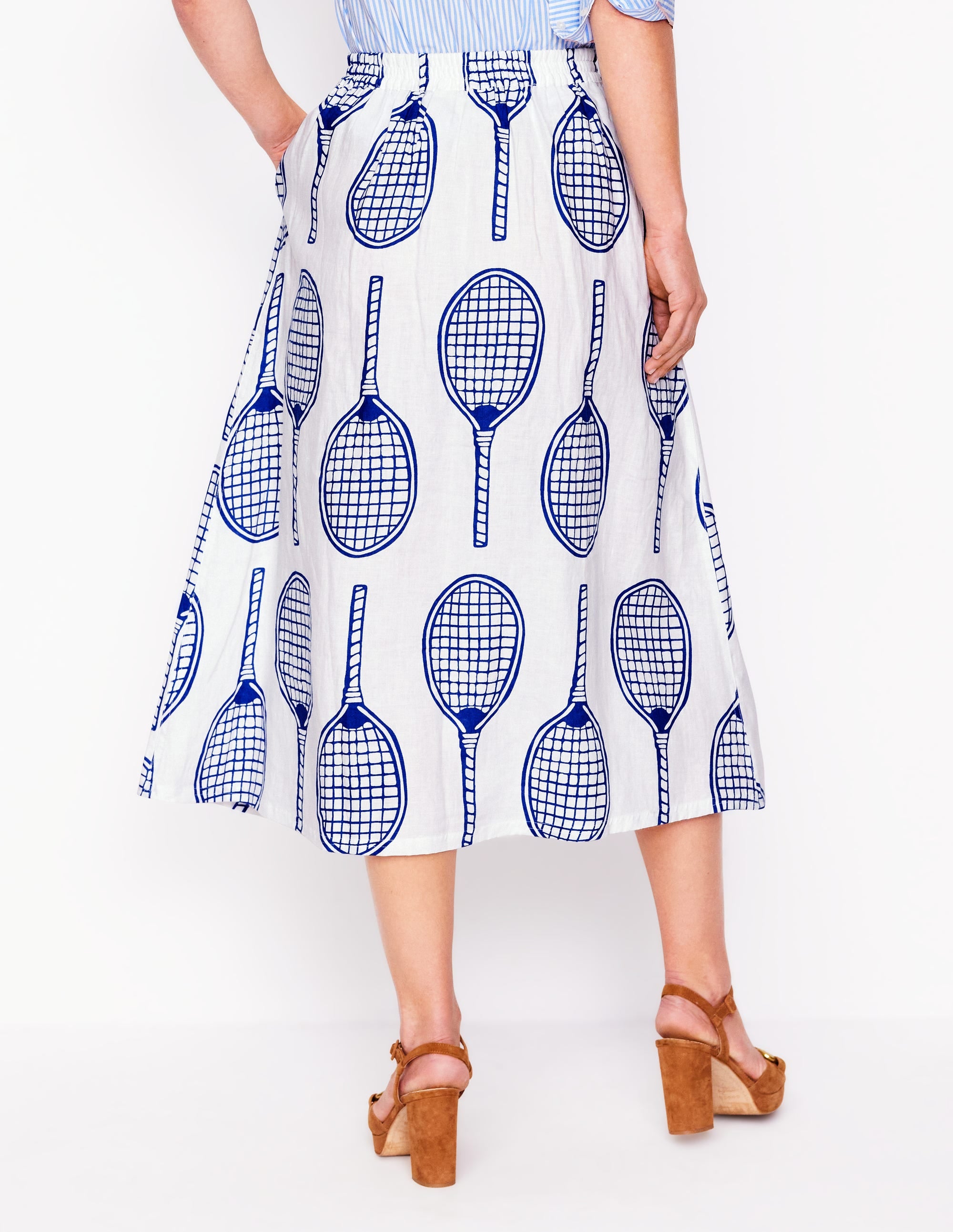Verity Leinen-Midirock-Naturweiß, Tennis - Image 3