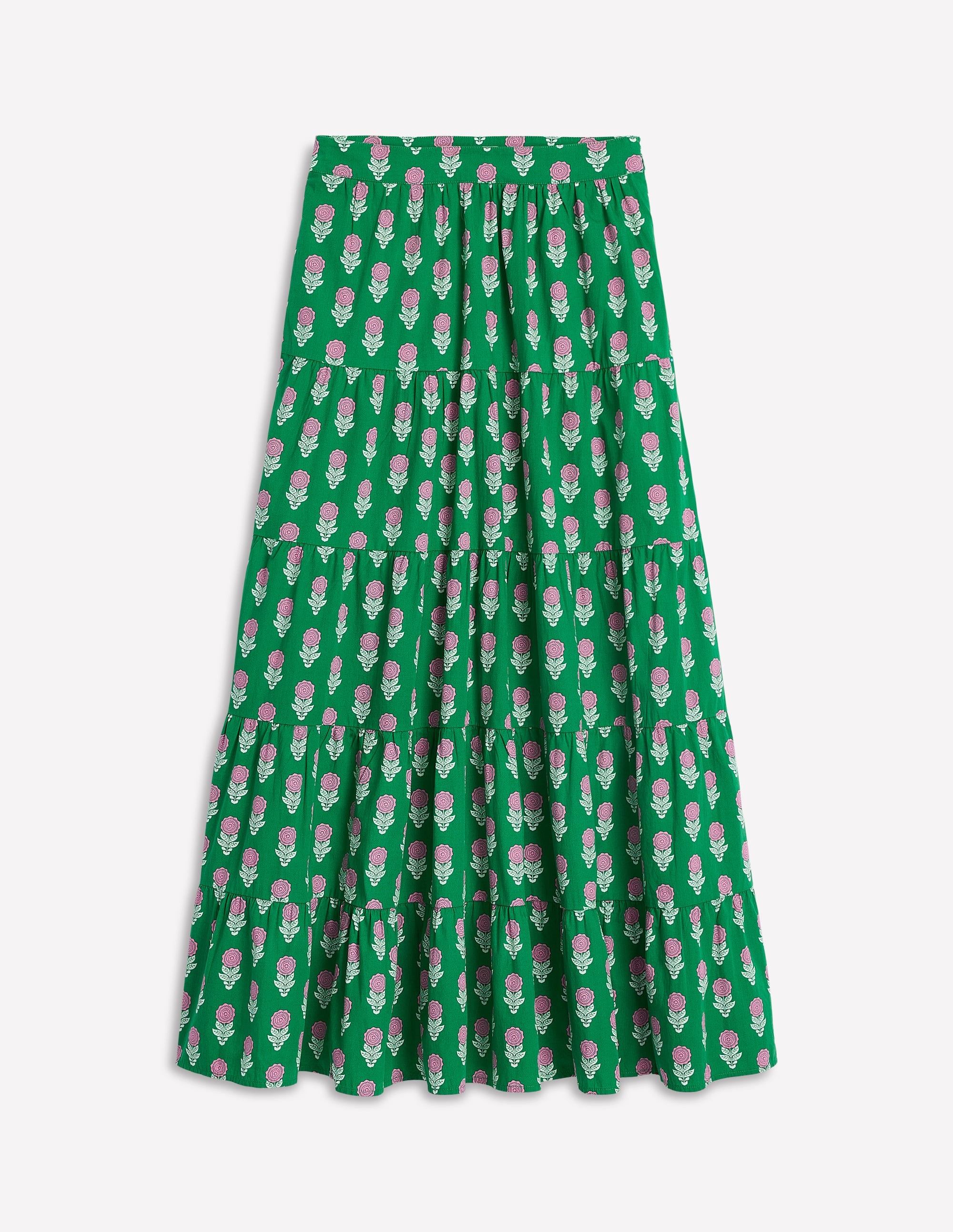 Jupe longue Nadia en popeline-Timbre vert, motif Dahlia Sprig - Image 5