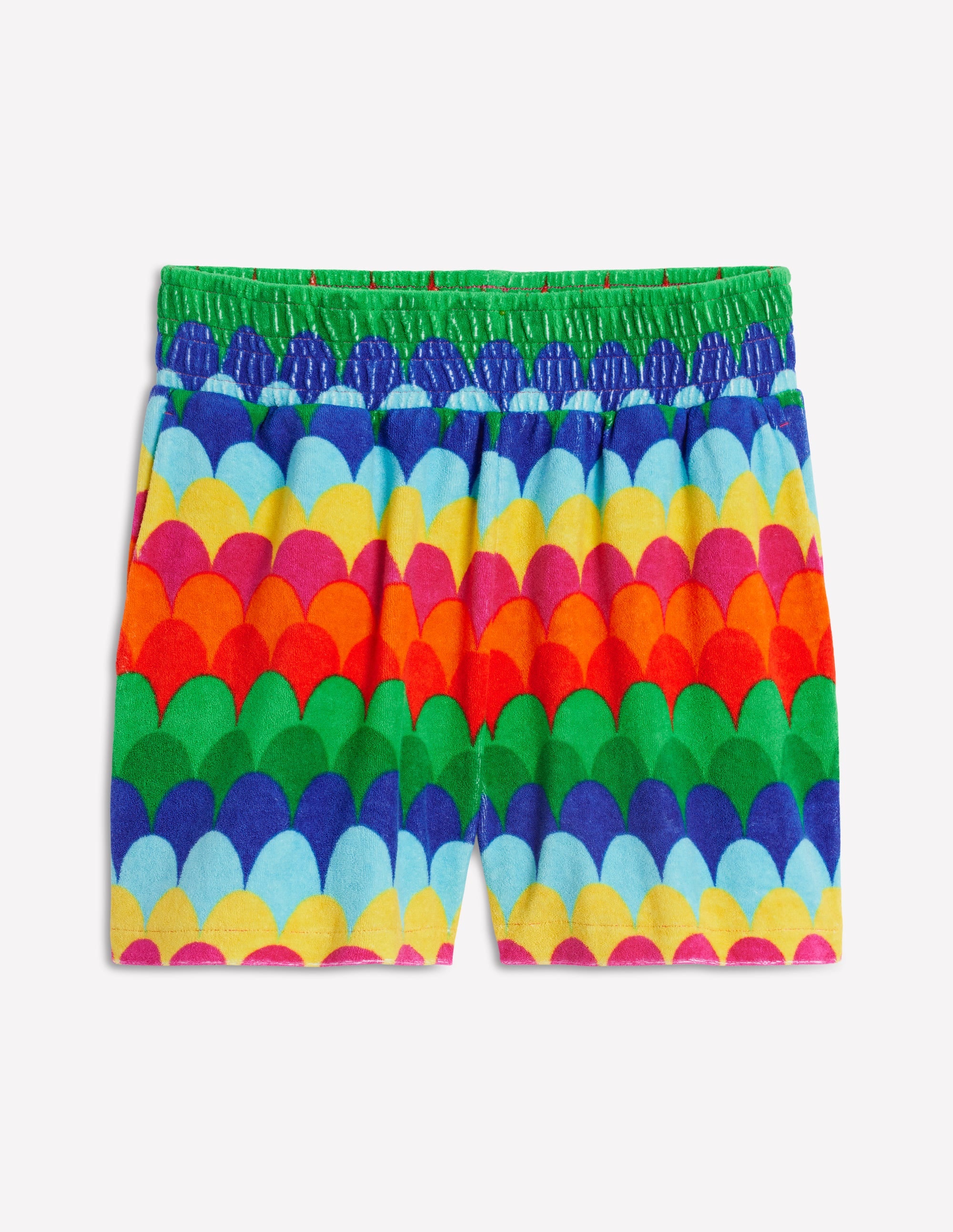Smocked Towelling Short-Multi, Scallop Stripe - Image 6