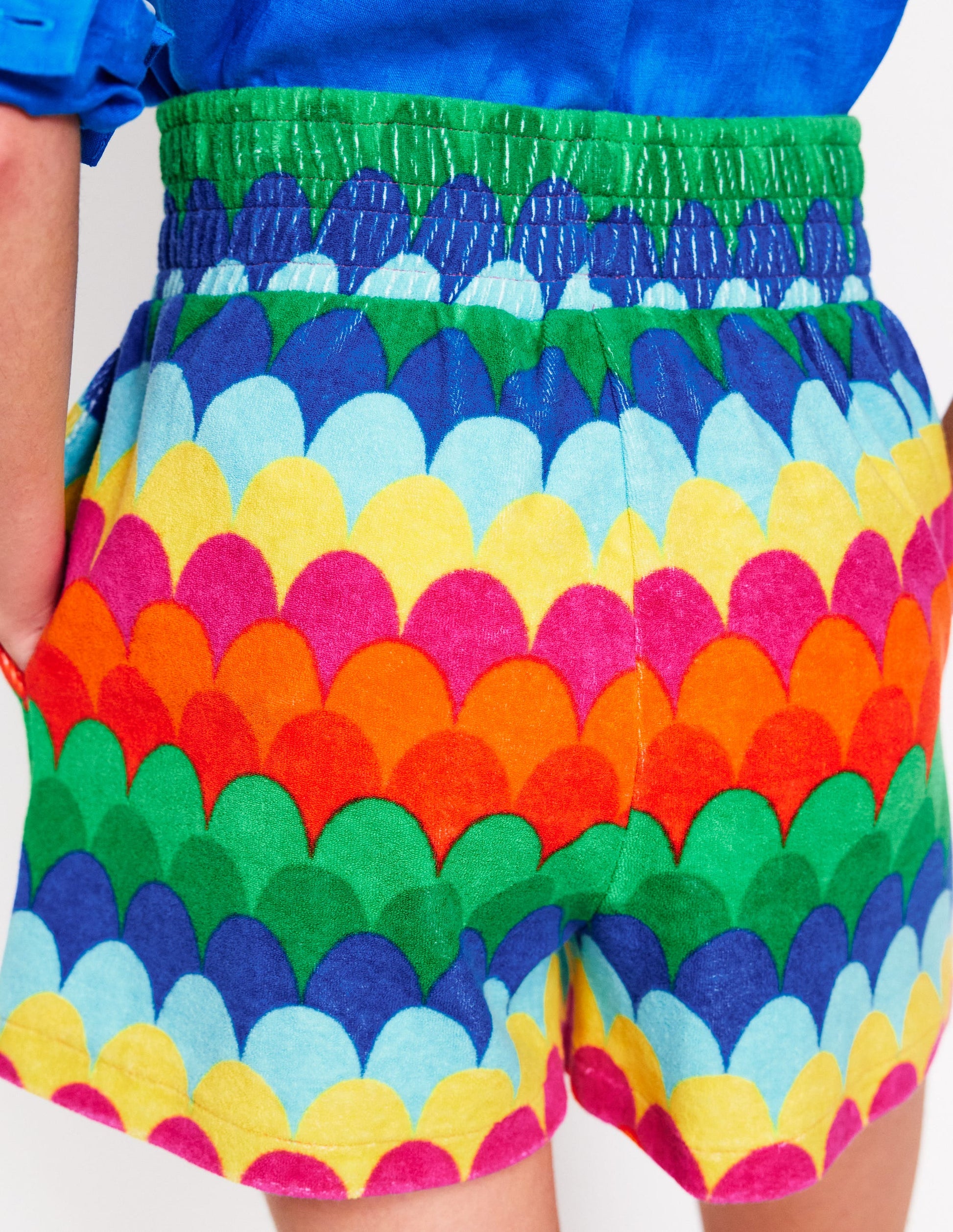 Short en éponge smocké-Multi, rayé festonné-2