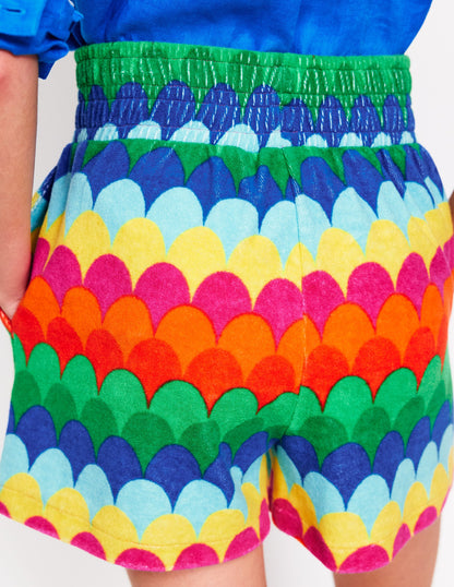 Short en éponge smocké-Multi, rayé festonné-2