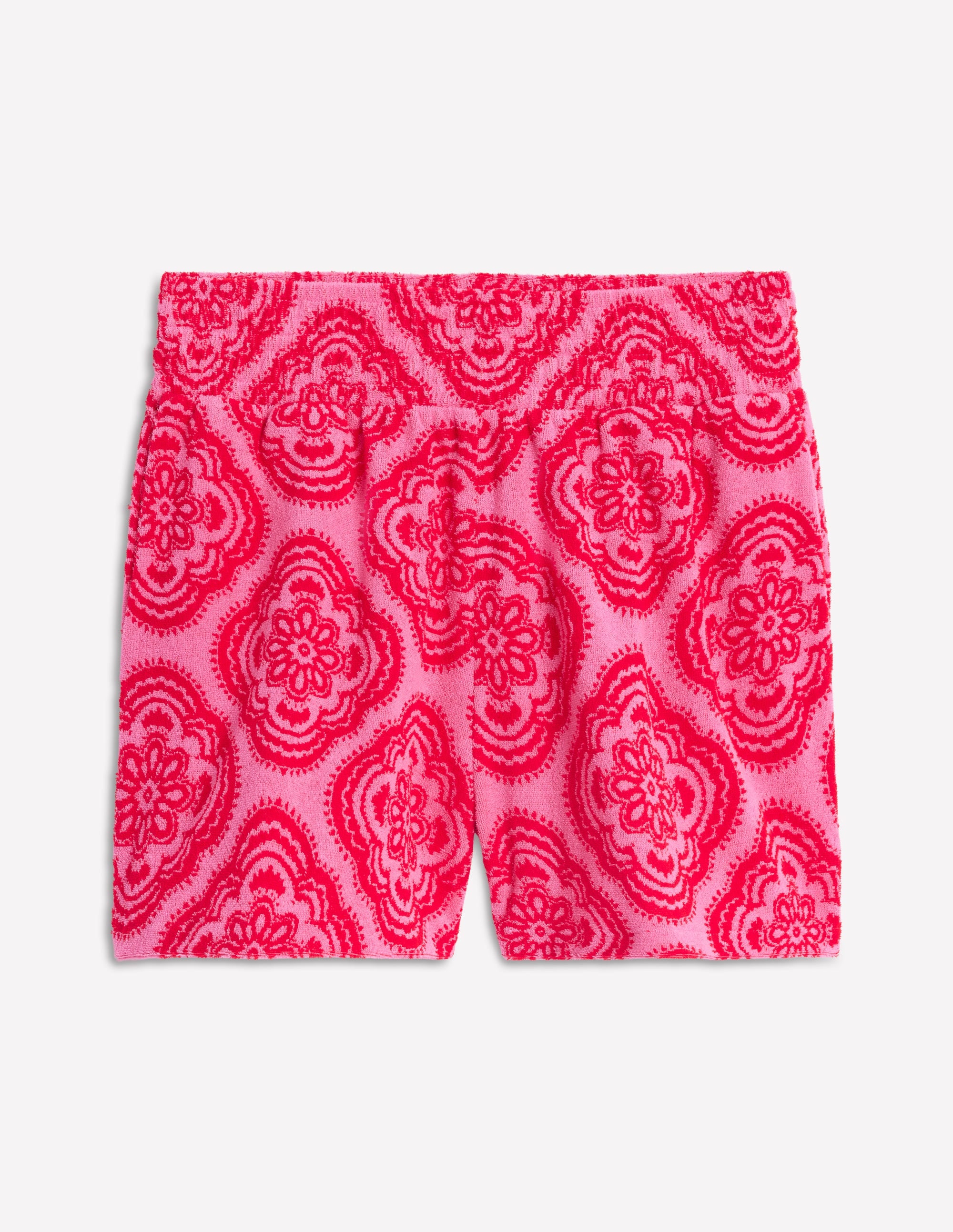 Gesmokte Frottee-Shorts-Rosa Rose, Botanic Blush-Motiv - Image 6
