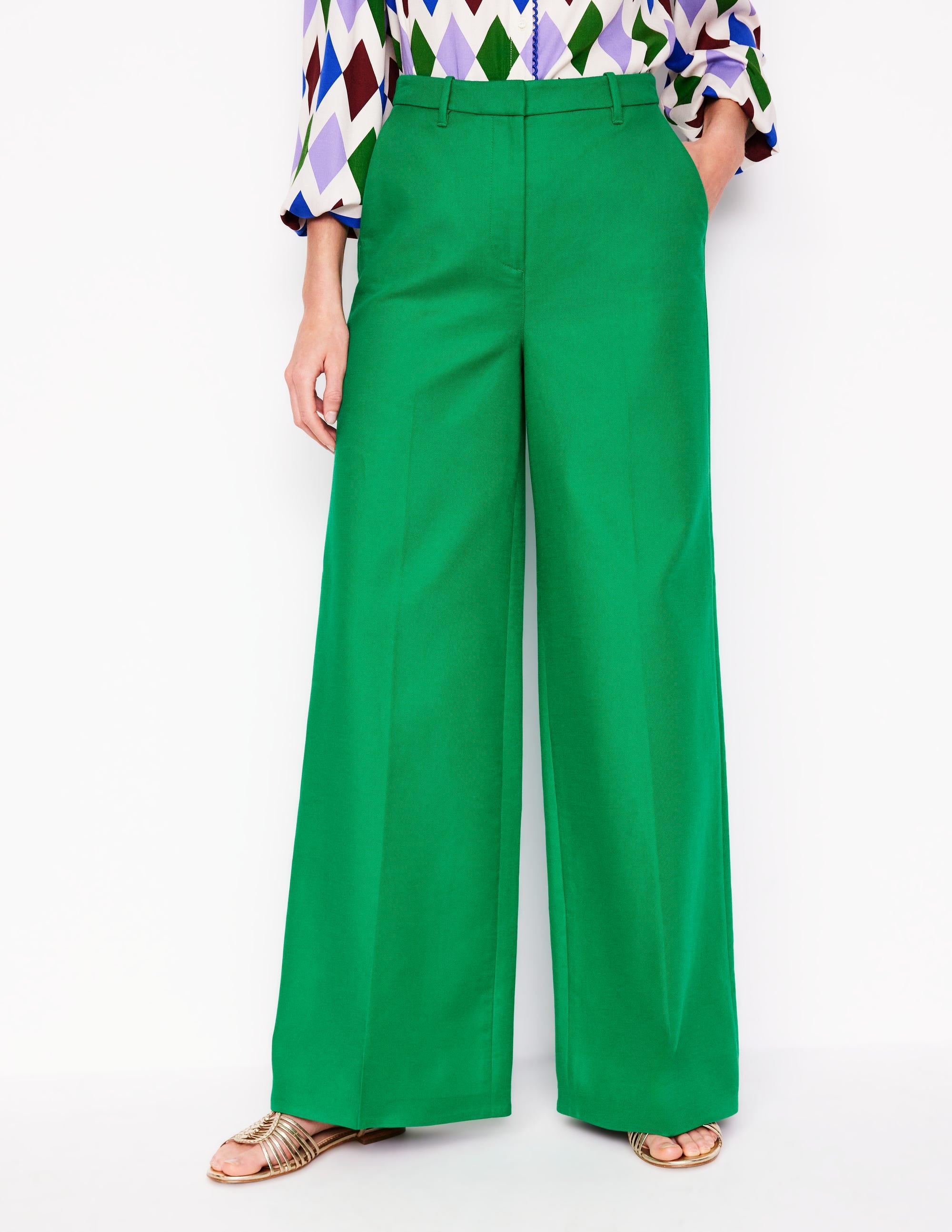 Wide Flare Trousers-Rich Emerald - Image 5